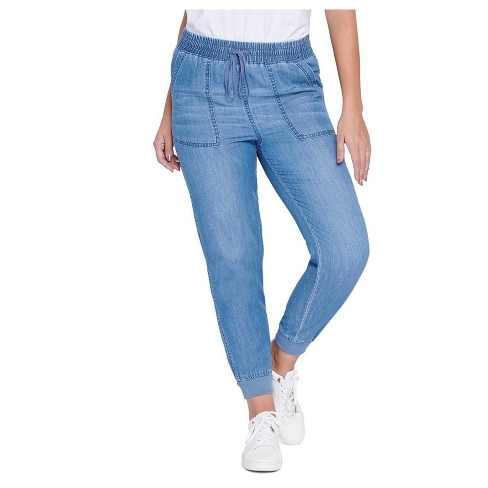 Seven7 Utility Jogger‎ Pants Blue Denim Pull-On Womens Sz XL Cargo